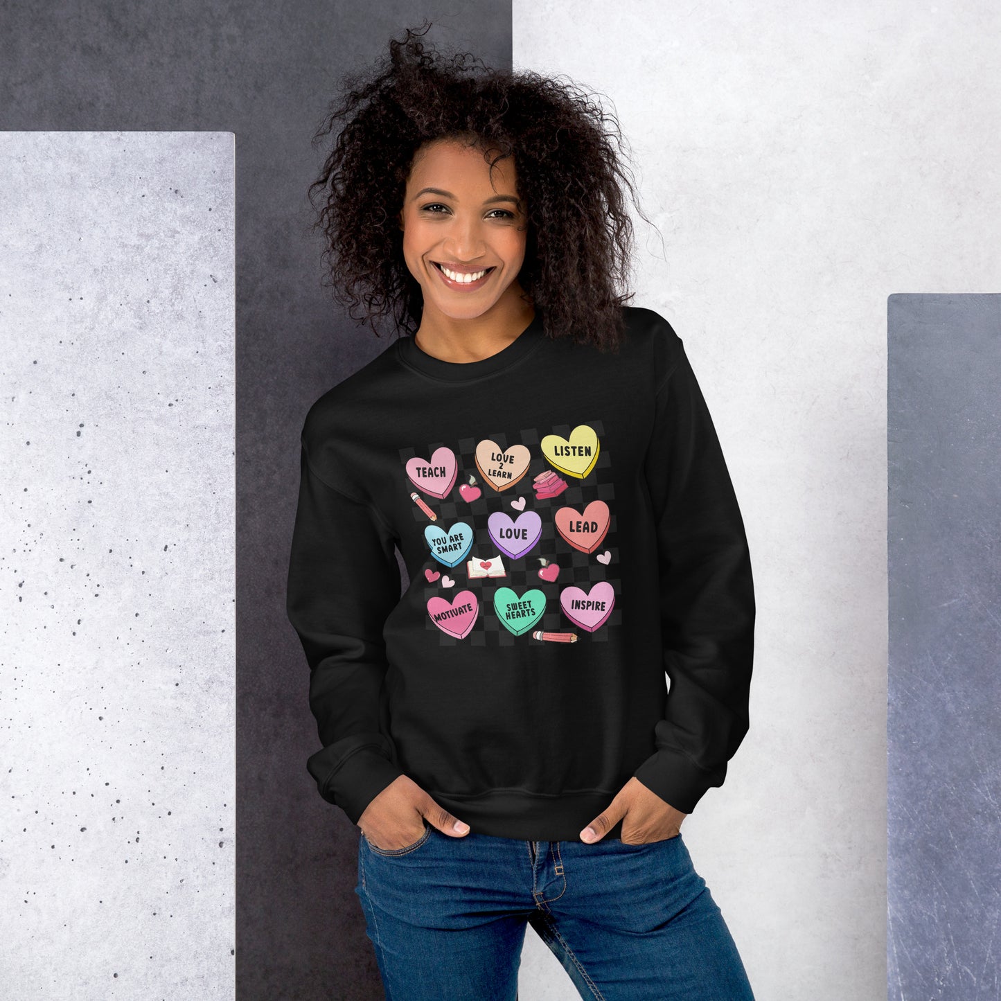 Teacher Heart Candy Valentine's Day Crewneck