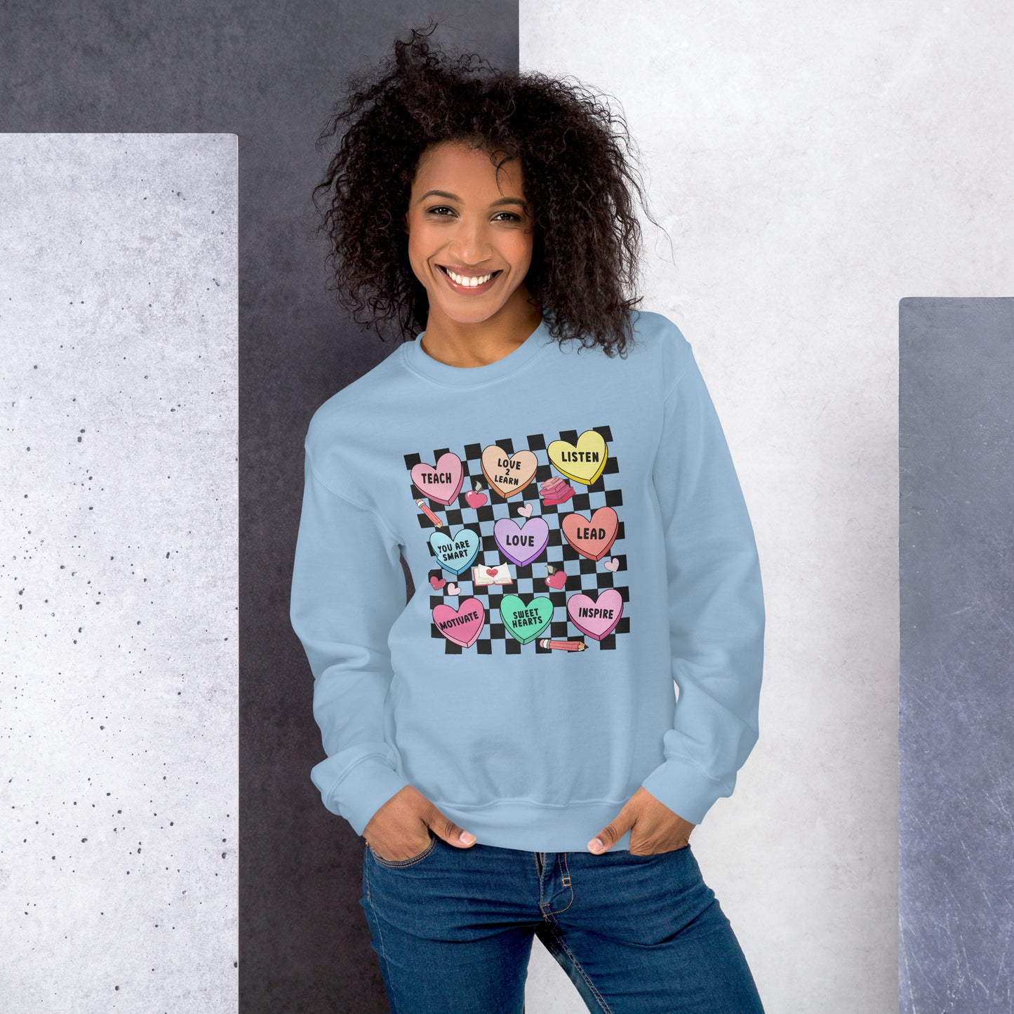 Teacher Heart Candy Valentine's Day Crewneck