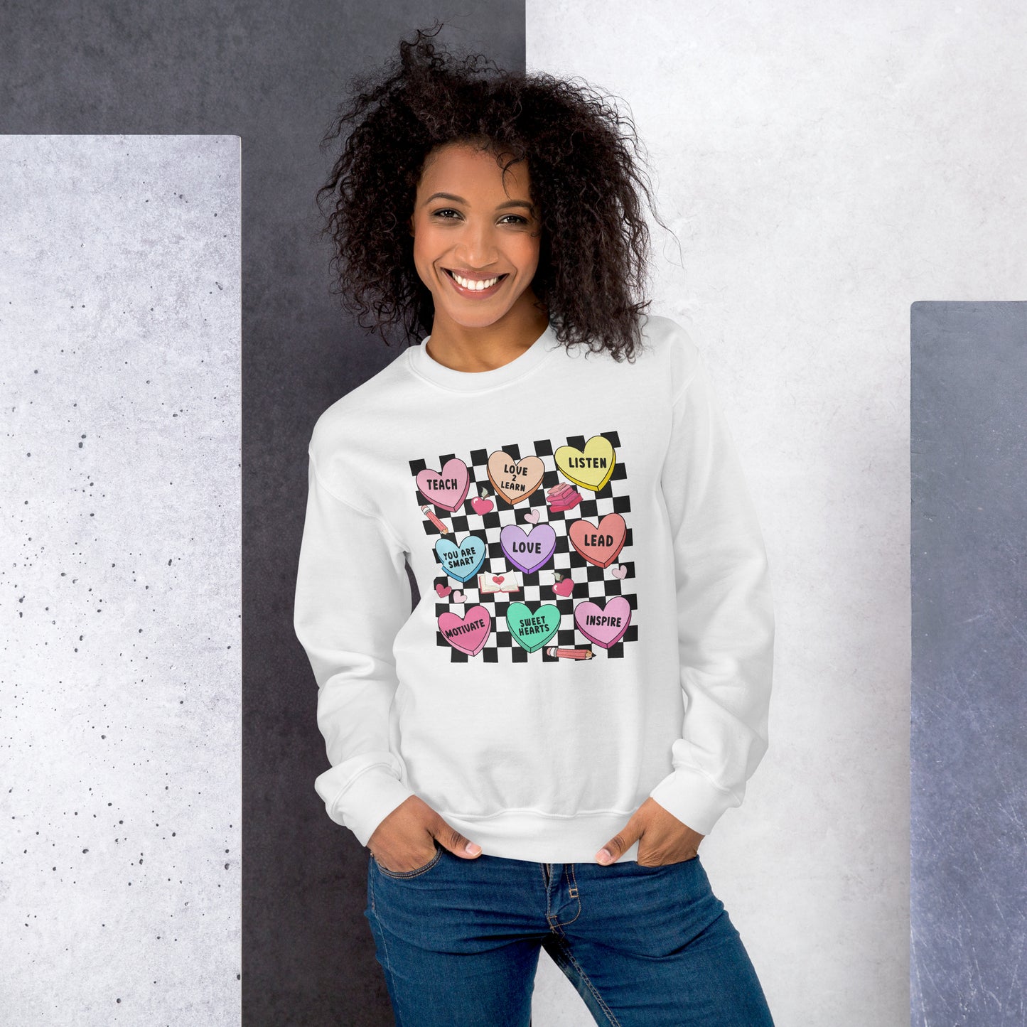 Teacher Heart Candy Valentine's Day Crewneck