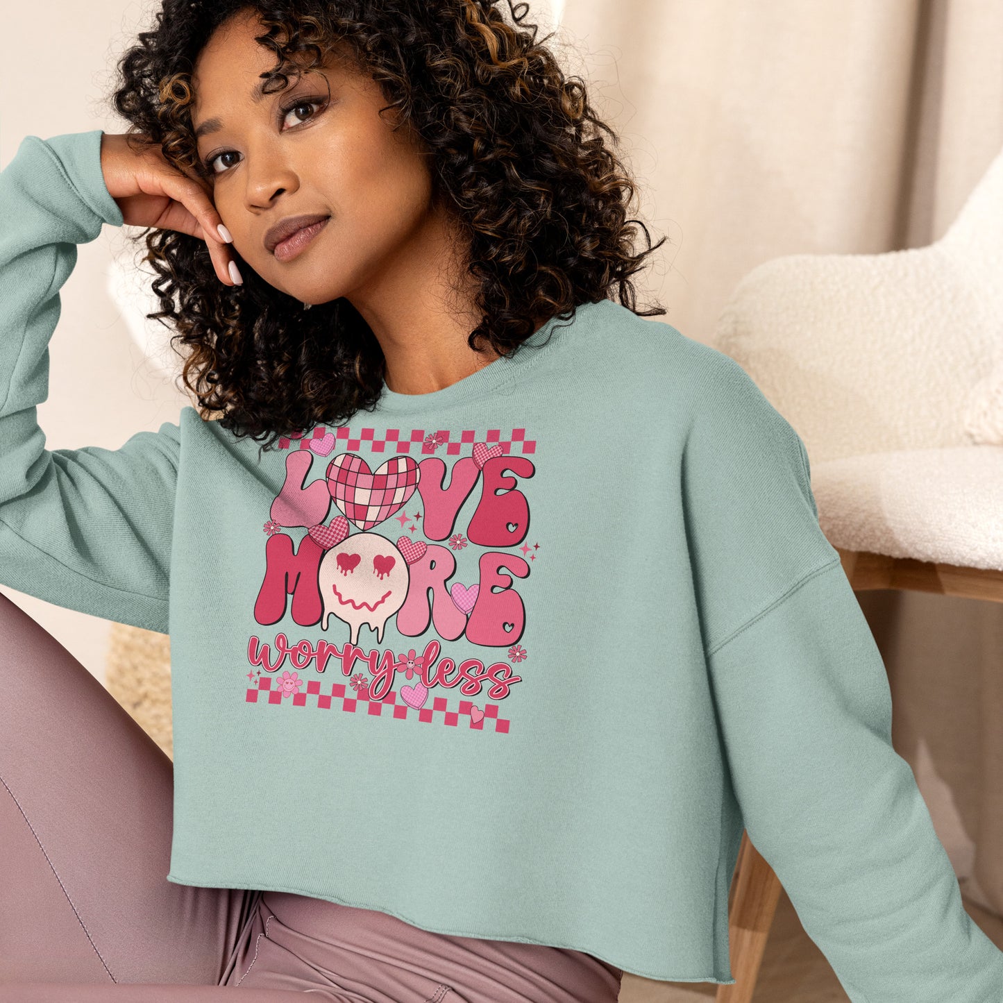 Love More Worry Less Cropped Sweatshirt