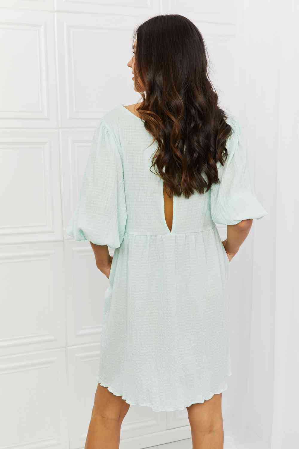 Mint Meadow Puff Sleeve Mini Dress