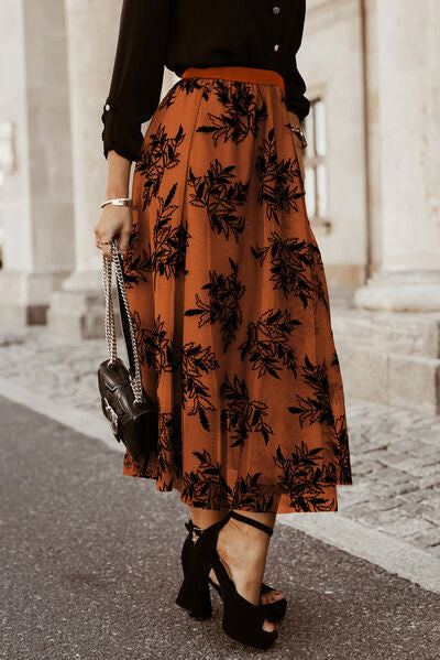 Follow my Leaf Embroidered Maxi Skirt