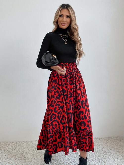 Multicolor Floral Printed Midi Skirt