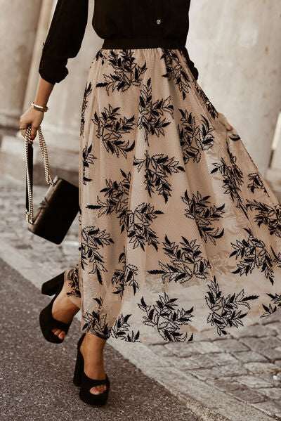 Follow my Leaf Embroidered Maxi Skirt