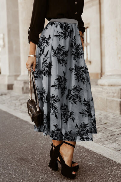 Follow my Leaf Embroidered Maxi Skirt