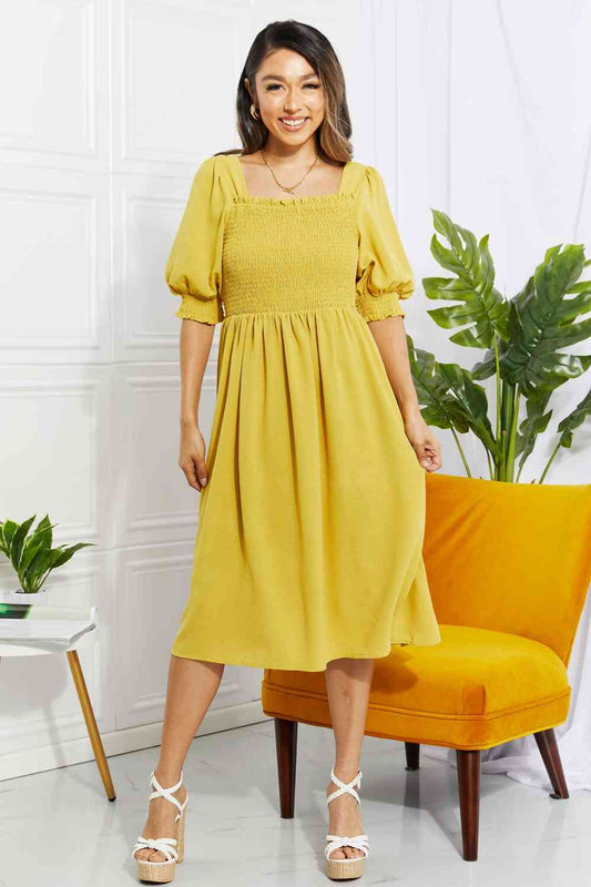 Forever Mustard Midi Dress