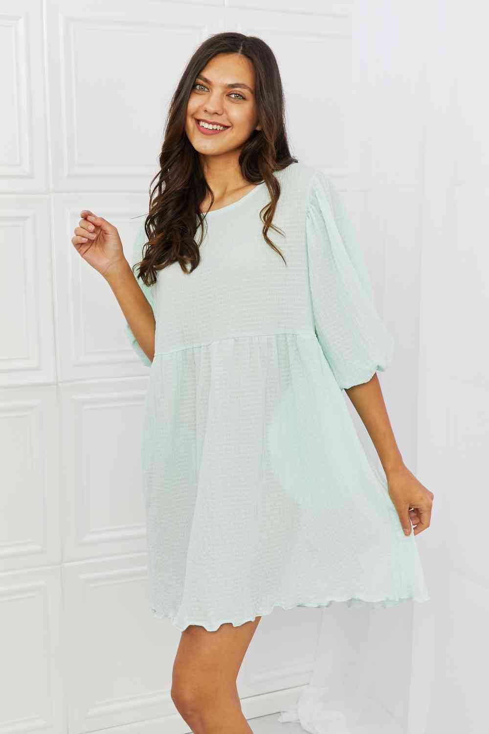 Mint Meadow Puff Sleeve Mini Dress