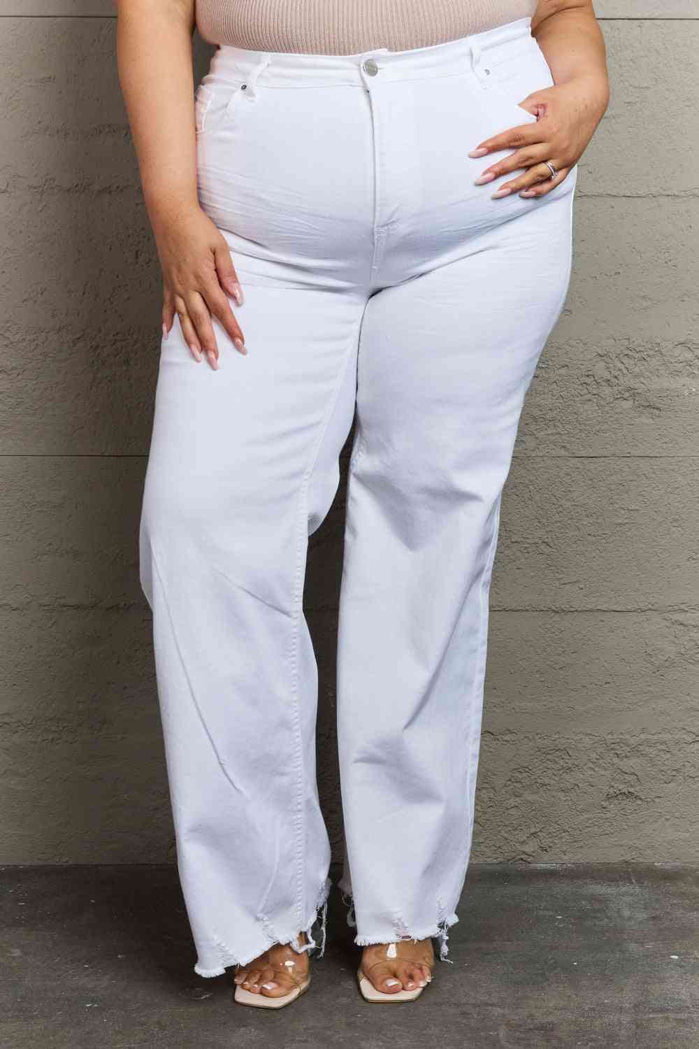 Sing the Hem Wide Leg White Jeans