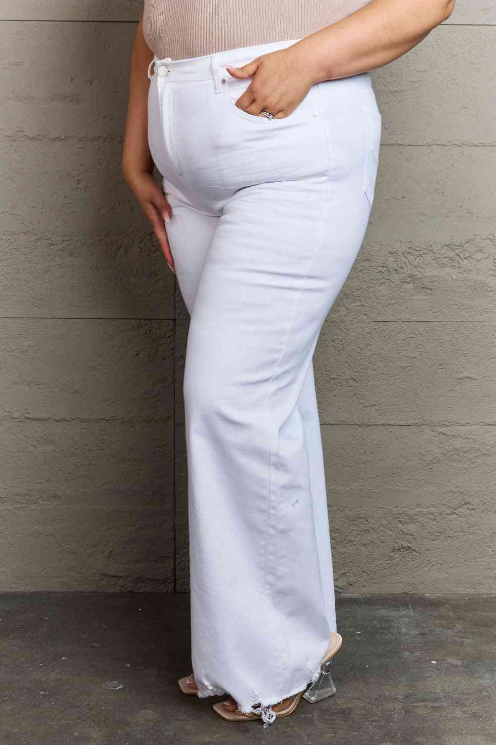 Sing the Hem Wide Leg White Jeans