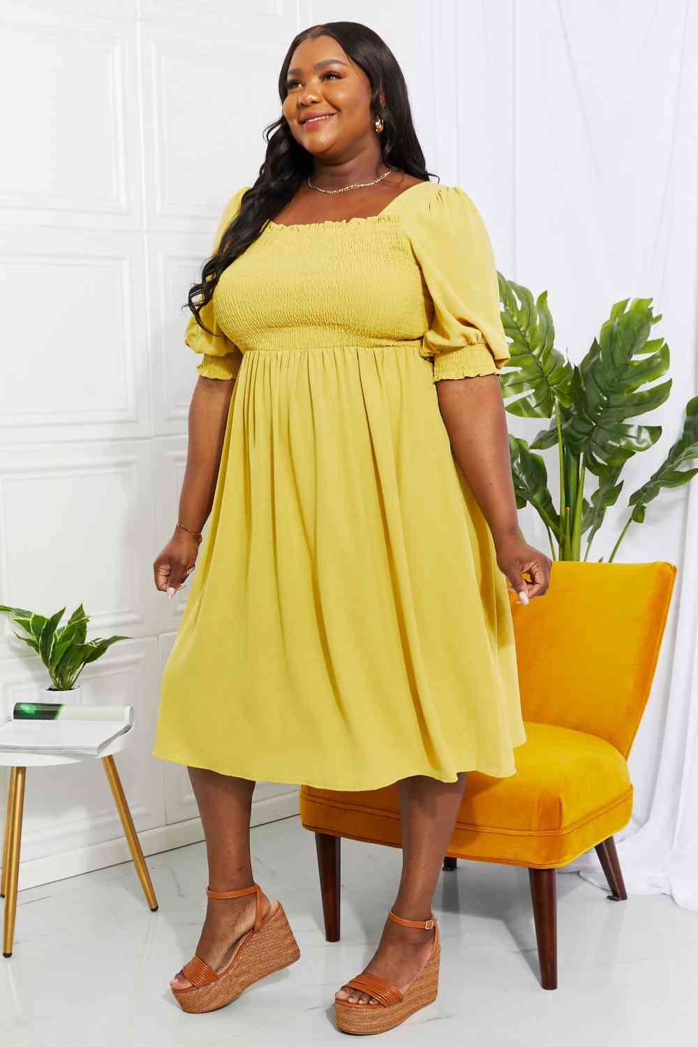 Forever Mustard Midi Dress