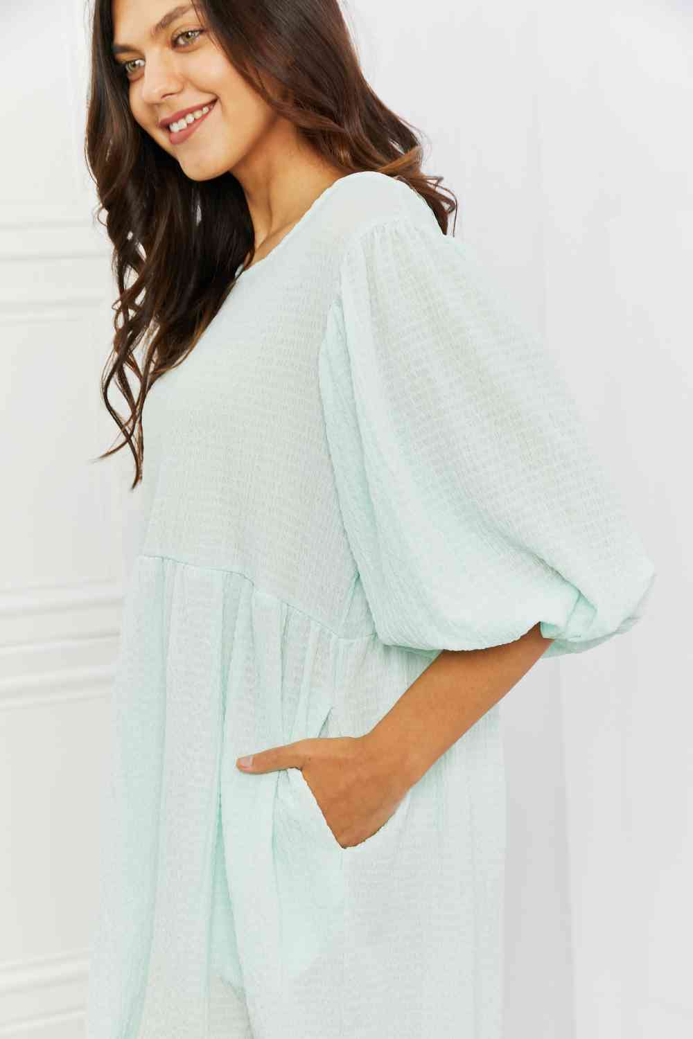 Mint Meadow Puff Sleeve Mini Dress