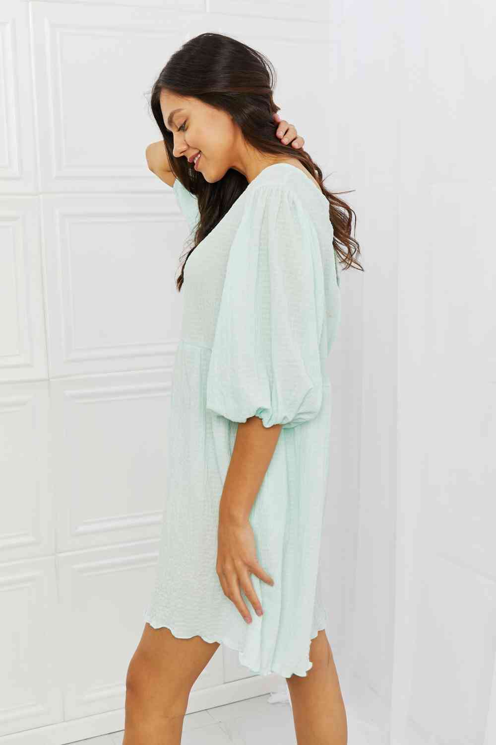 Mint Meadow Puff Sleeve Mini Dress