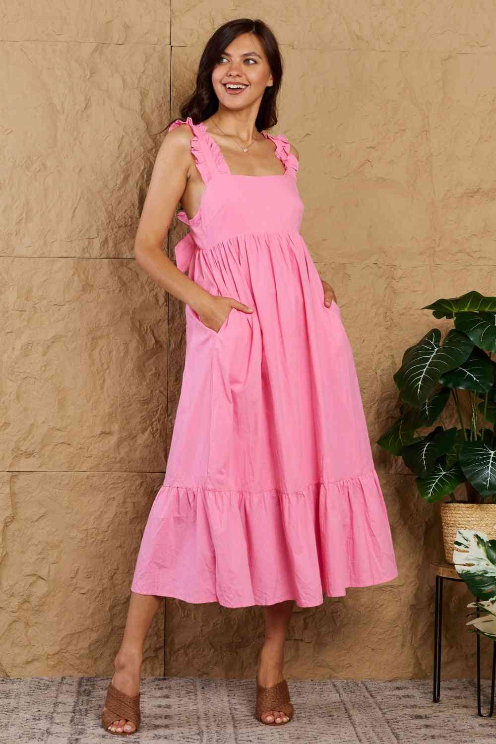 Pink Dreams Ruffled Sleeve Dress