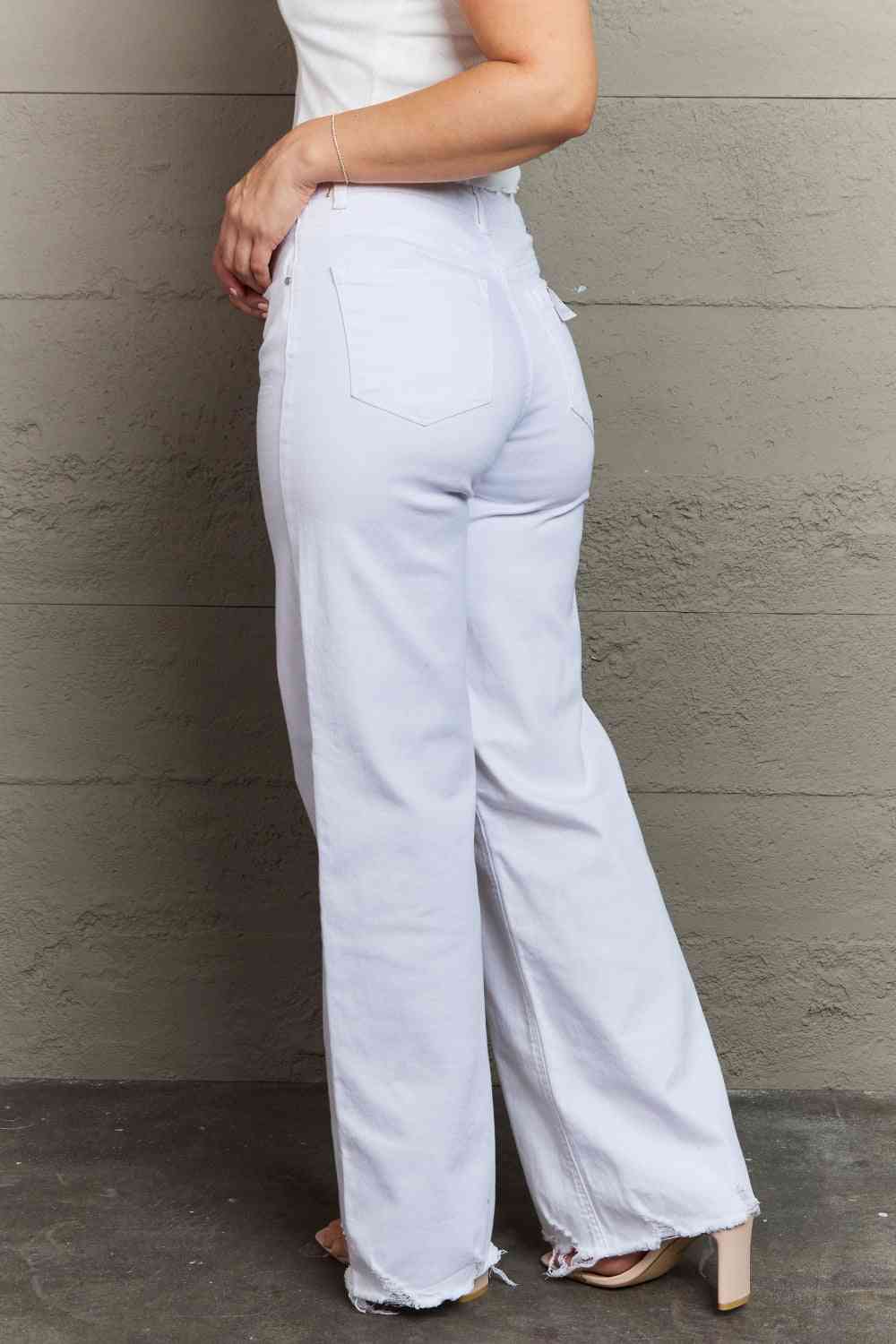 Sing the Hem Wide Leg White Jeans