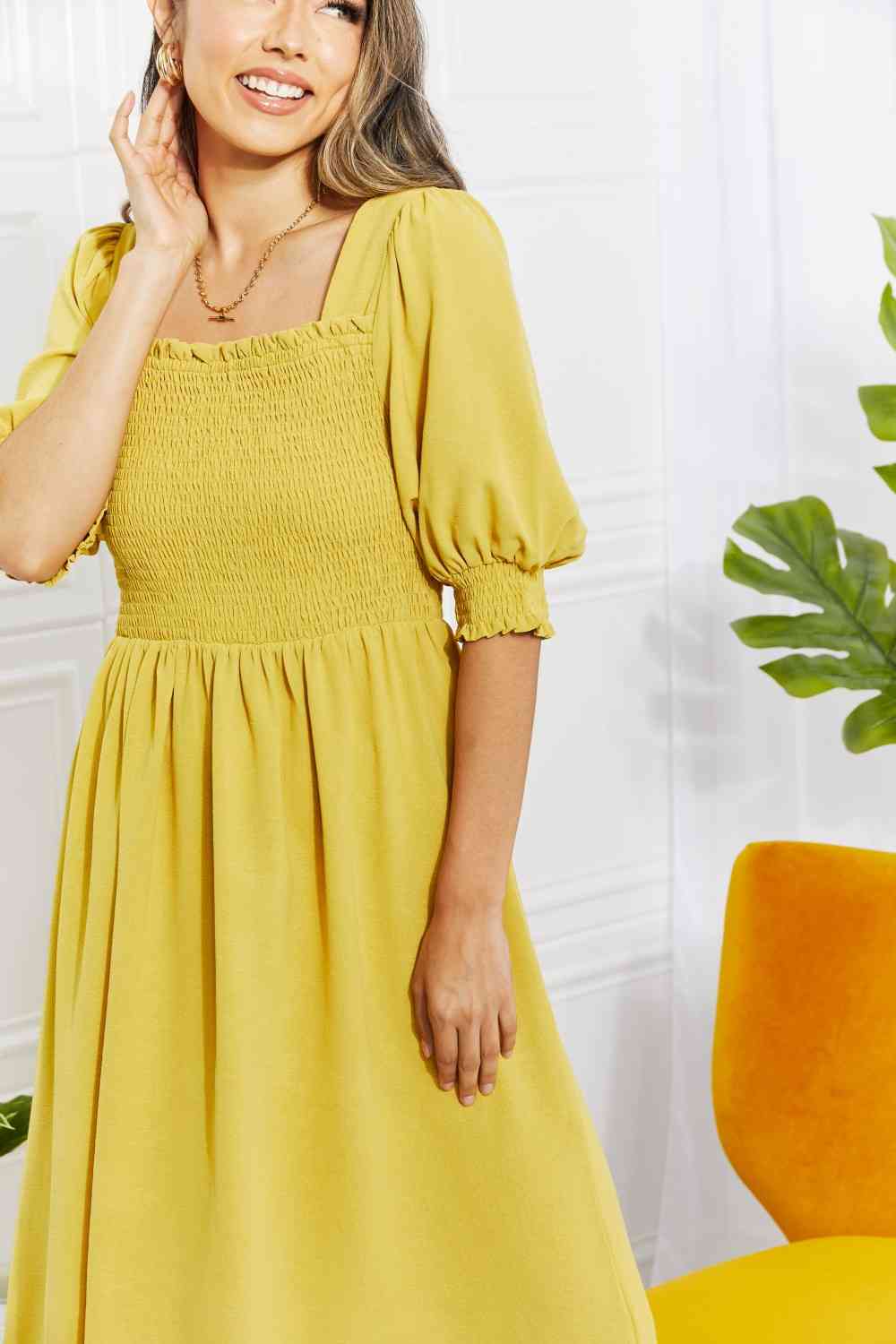 Forever Mustard Midi Dress