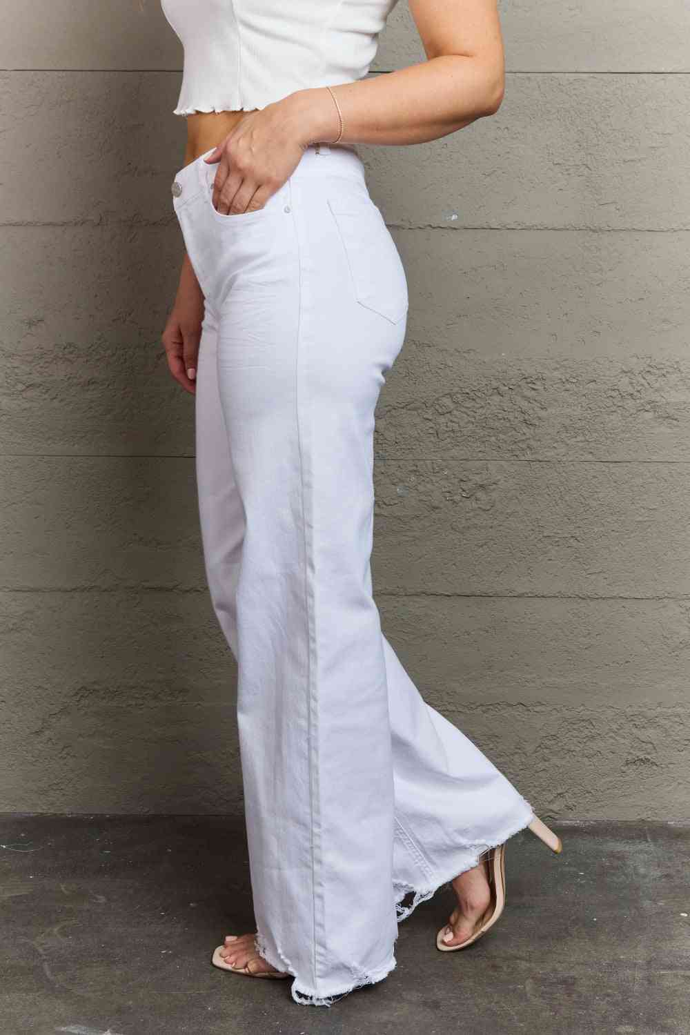 Sing the Hem Wide Leg White Jeans