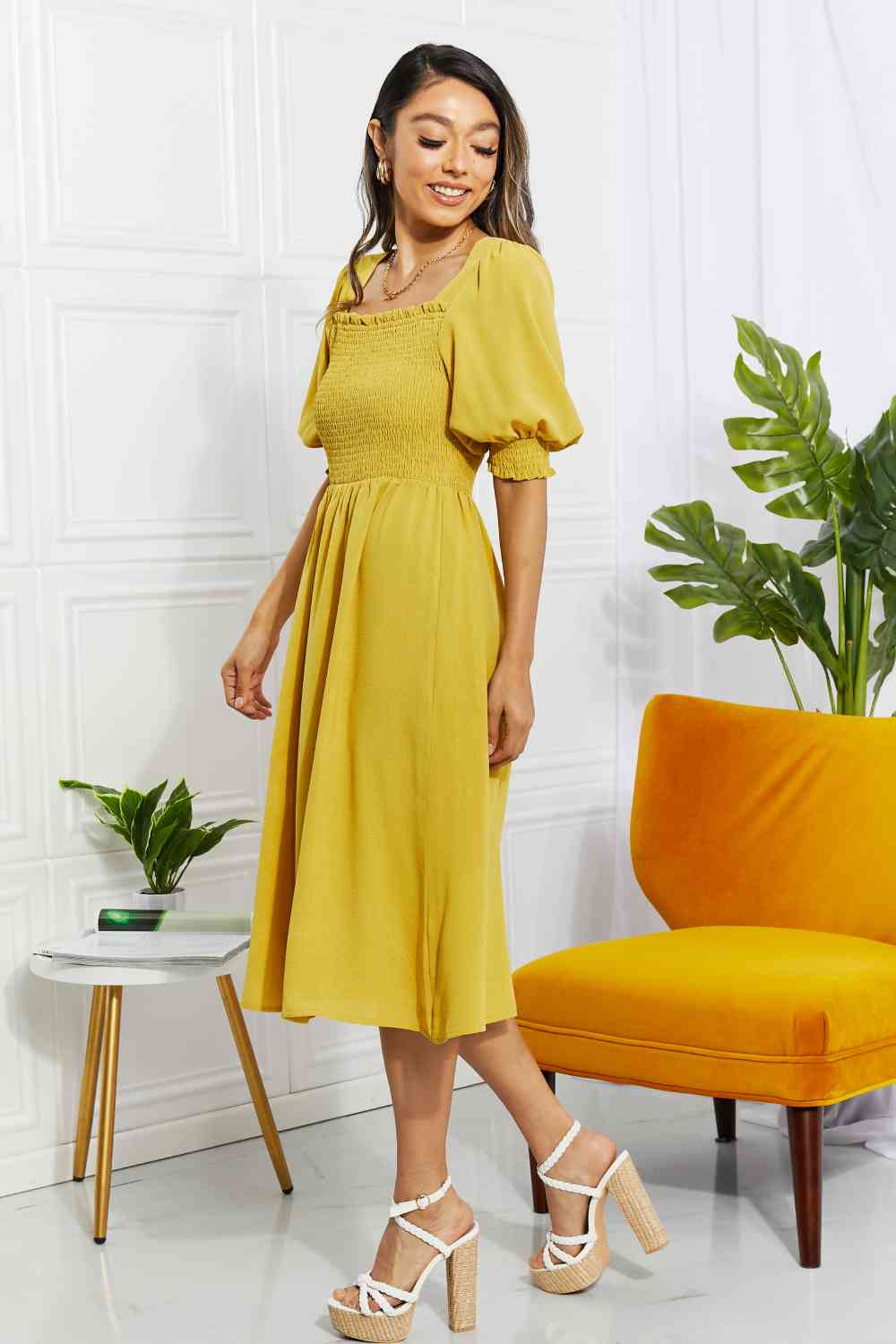 Forever Mustard Midi Dress