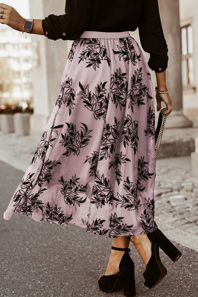 Follow my Leaf Embroidered Maxi Skirt