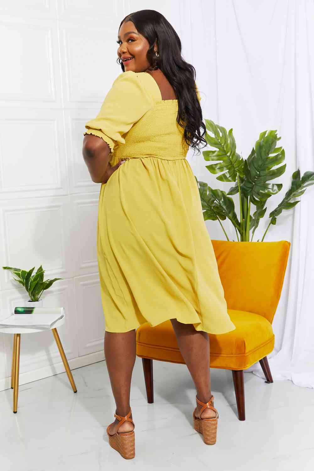 Forever Mustard Midi Dress