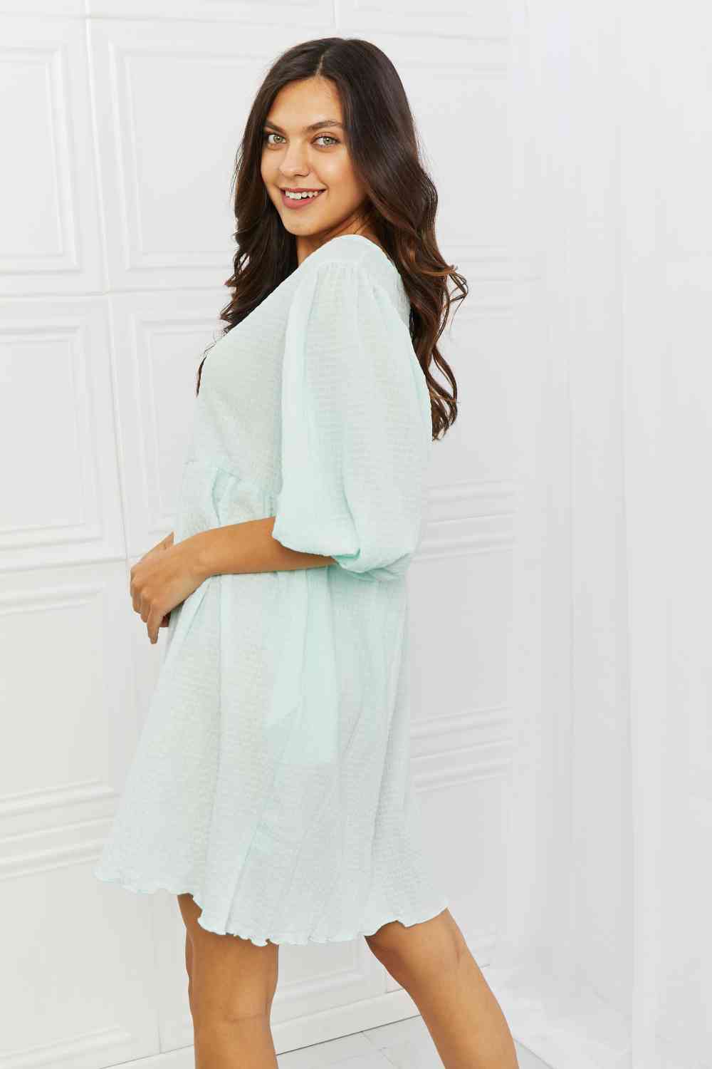 Mint Meadow Puff Sleeve Mini Dress