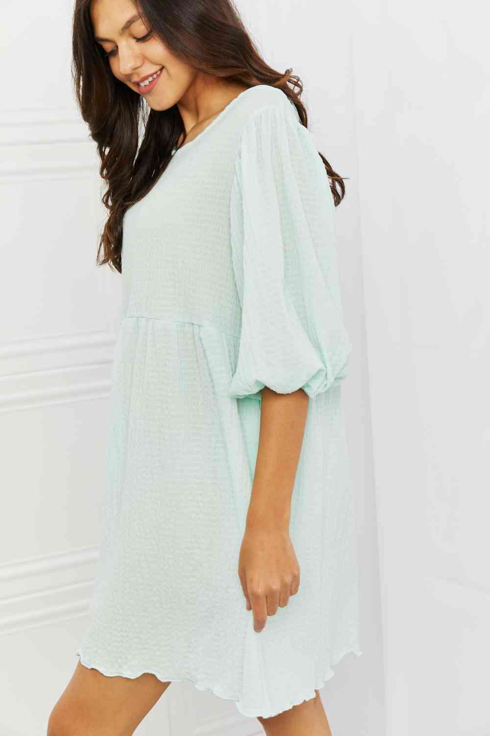 Mint Meadow Puff Sleeve Mini Dress