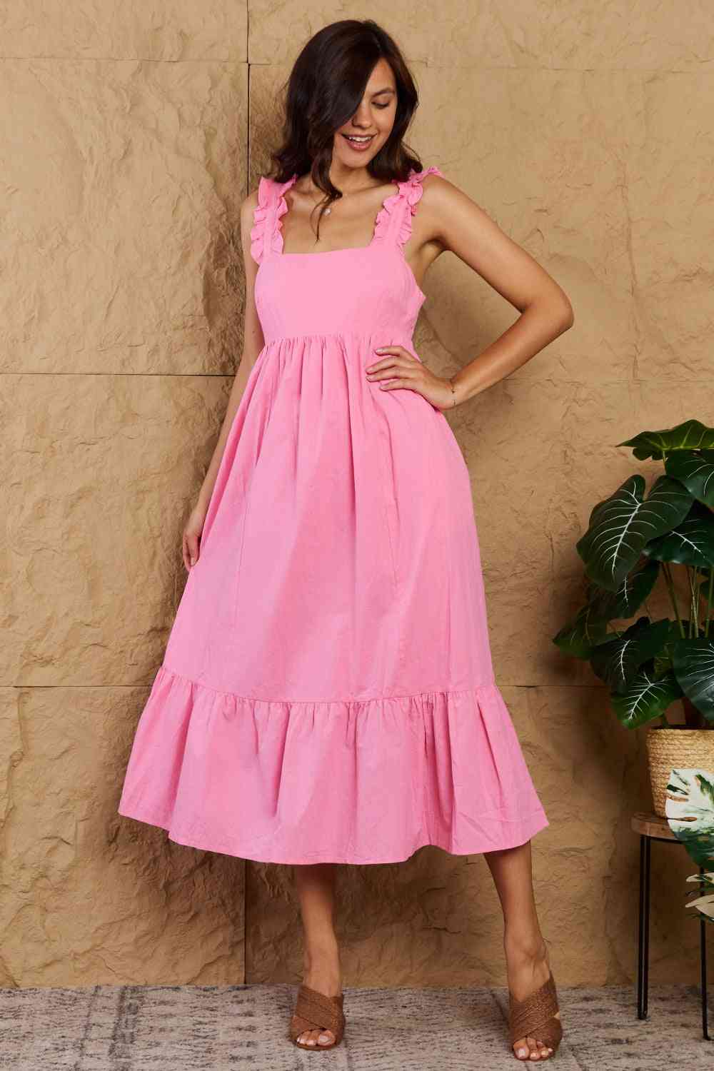 Pink Dreams Ruffled Sleeve Dress