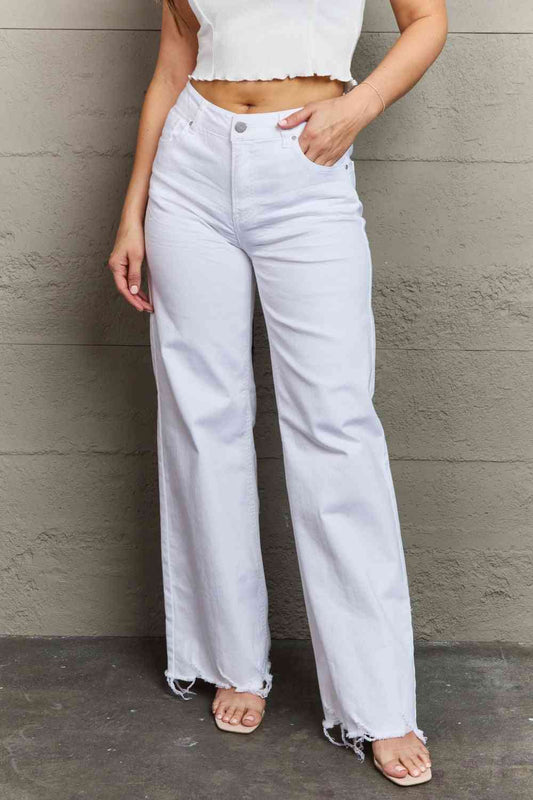 Sing the Hem Wide Leg White Jeans