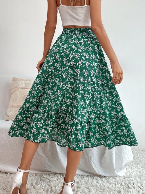 Multicolor Floral Printed Midi Skirt