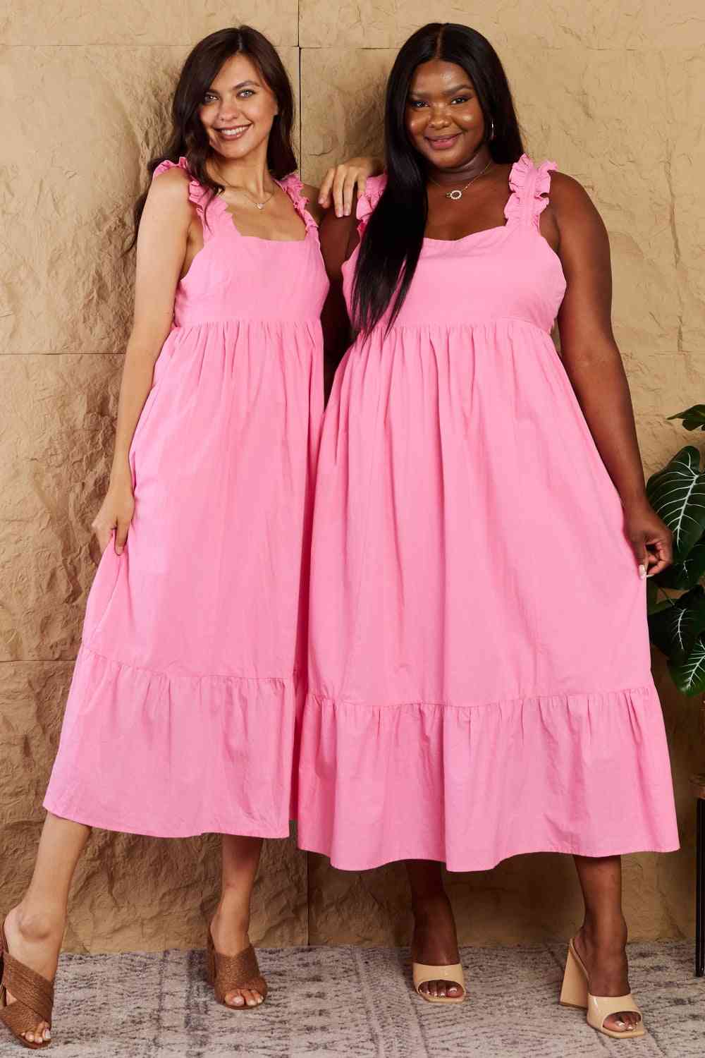 Pink Dreams Ruffled Sleeve Dress