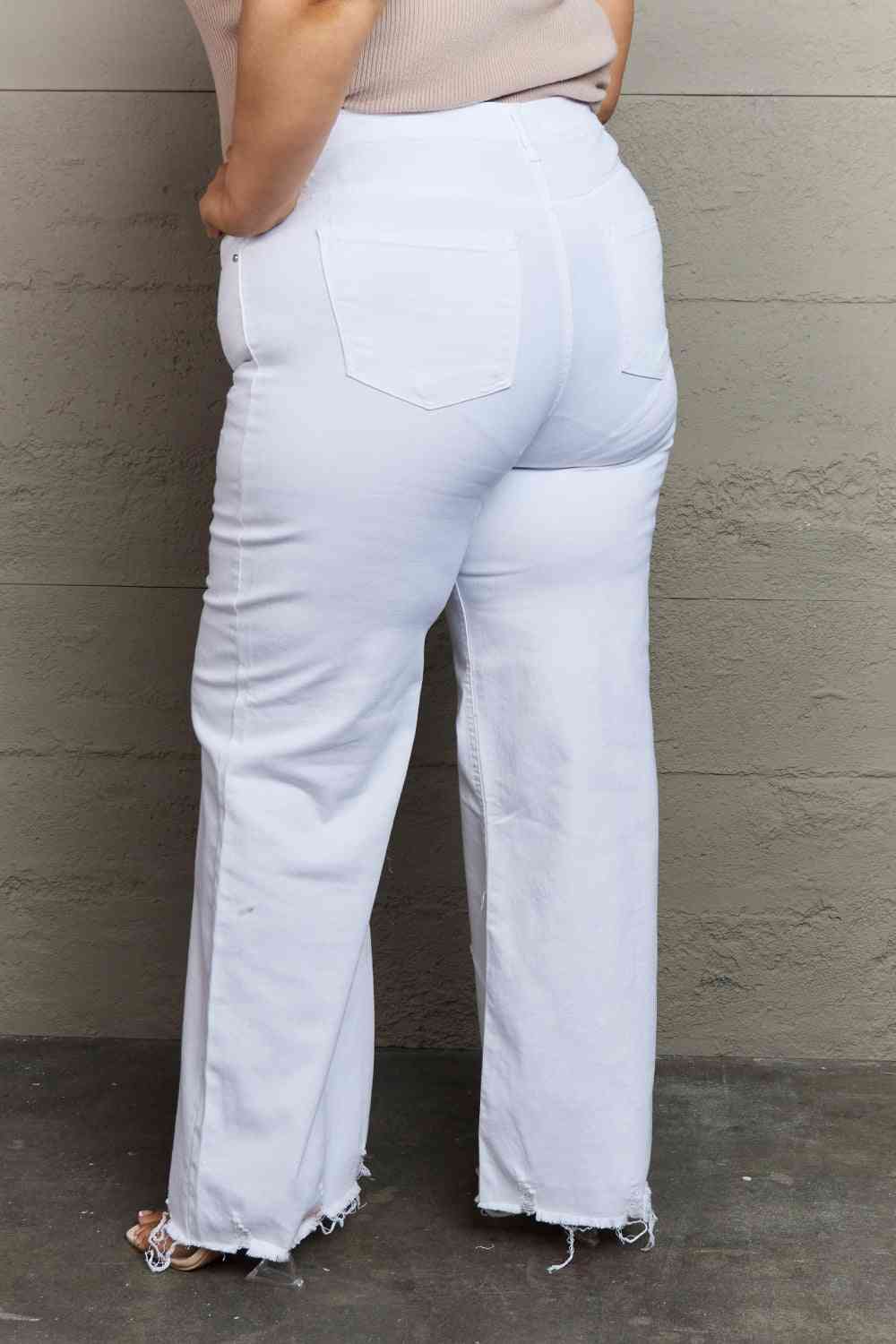 Sing the Hem Wide Leg White Jeans