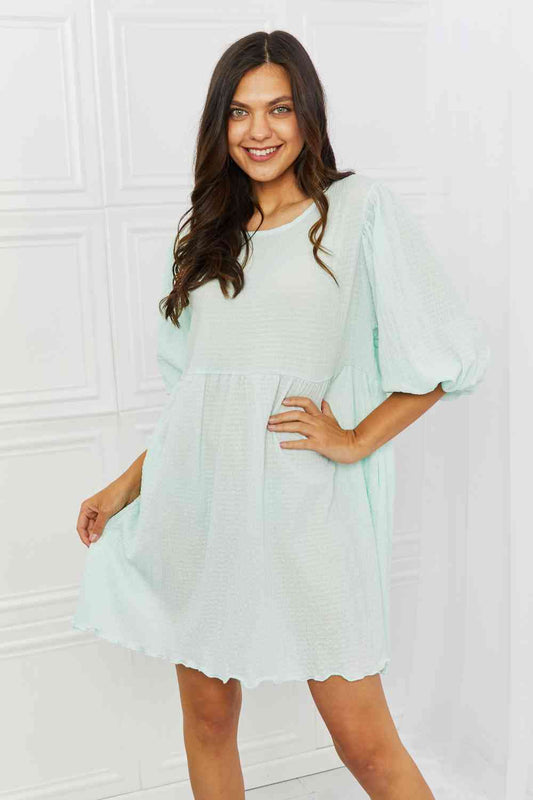 Mint Meadow Puff Sleeve Mini Dress