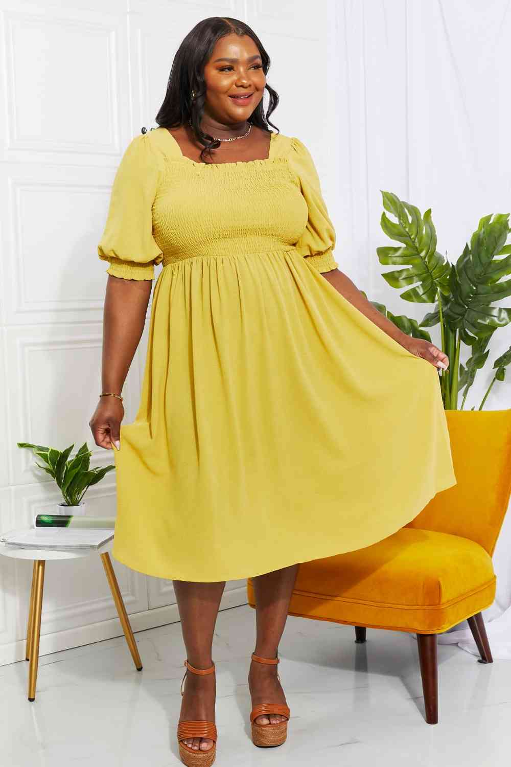 Forever Mustard Midi Dress